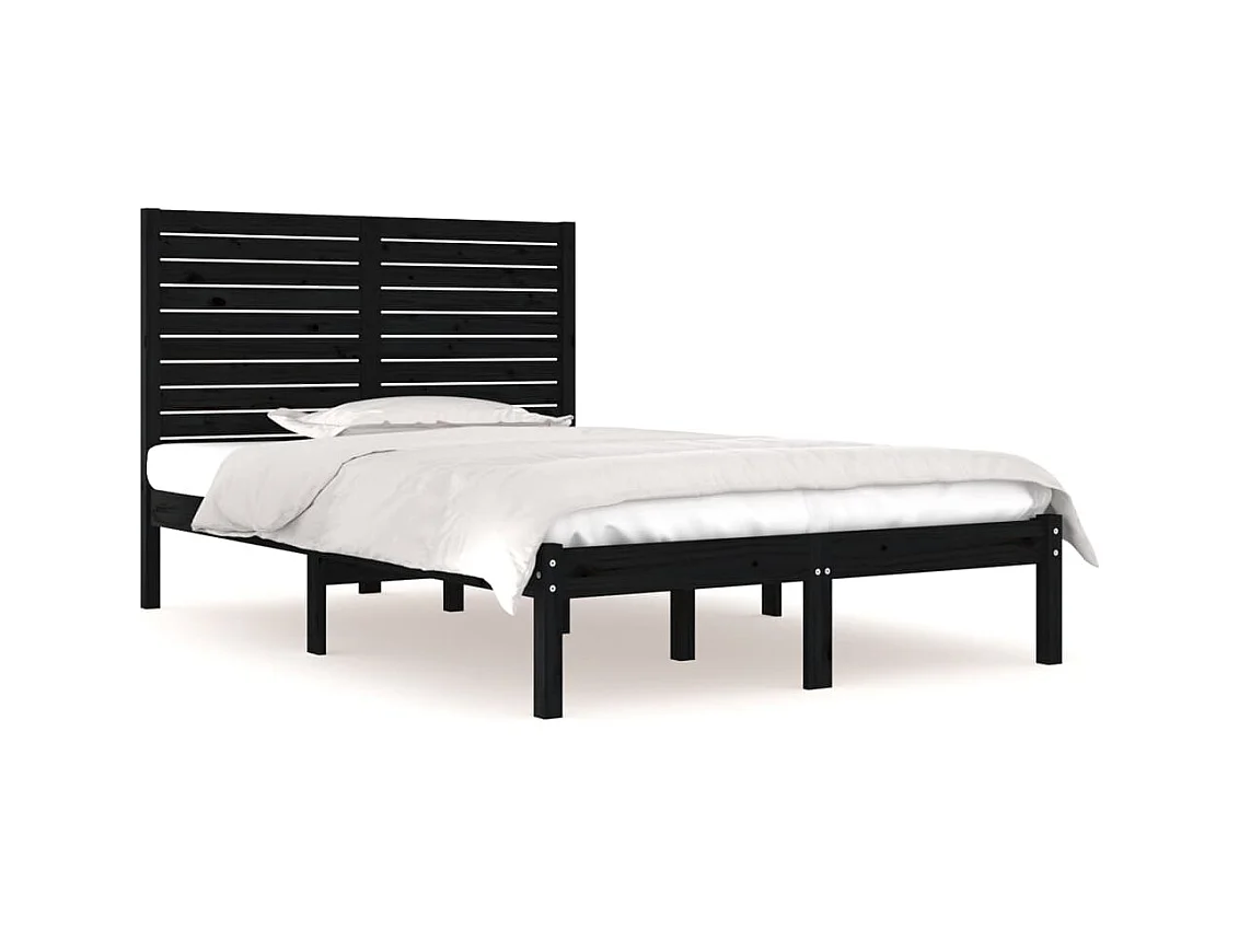 Estrutura cama dupla pequena 120x190 cm madeira maciça preto