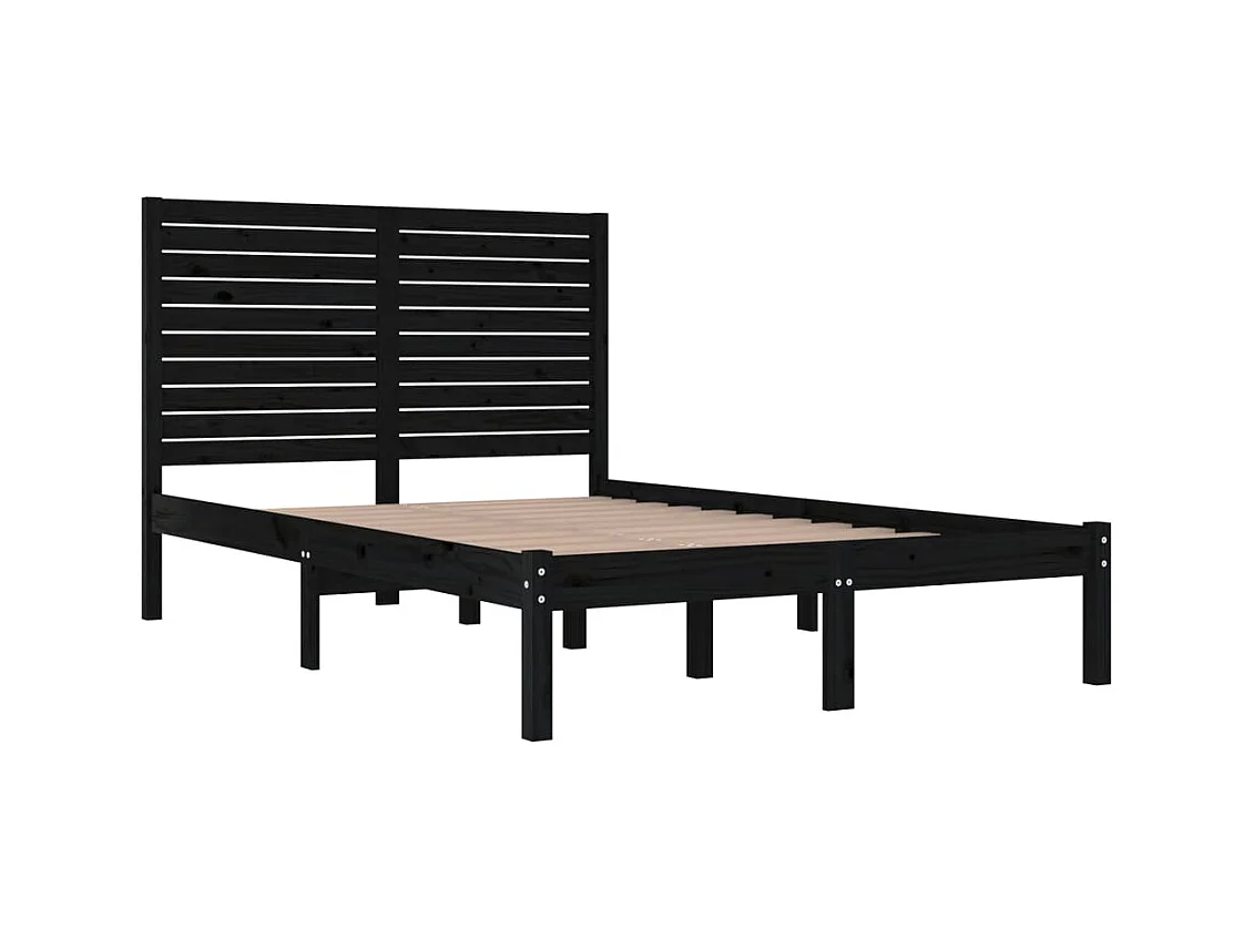 Estrutura cama dupla pequena 120x190 cm madeira maciça preto