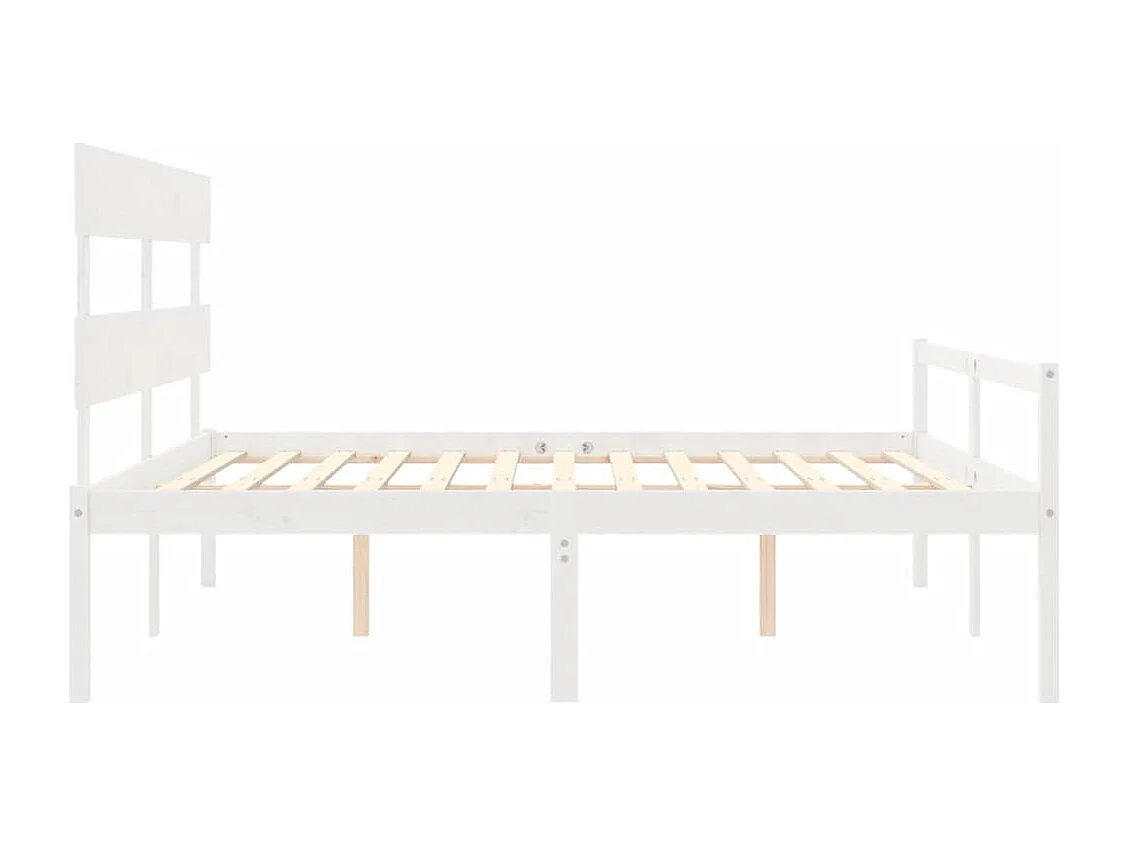 Estrutura de cama com cabeceira 200x200cm madeira maciça branco