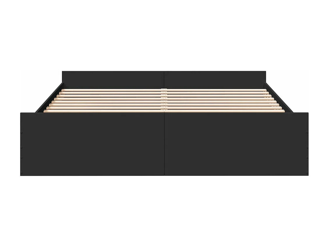 Cadre de lit avec tiroirs noir 200x200 cm bois d'ingénierie