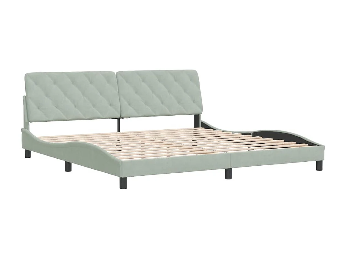 Cadre de lit avec tête de lit Gris clair 200x200 cm Velours