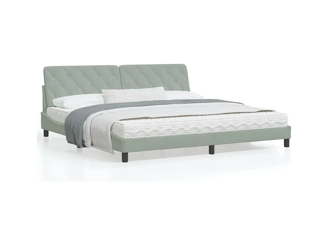 Cadre de lit avec tête de lit Gris clair 200x200 cm Velours
