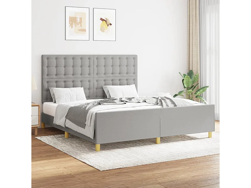 Estrutura de cama 160x200 cm tecido cinzento-claro