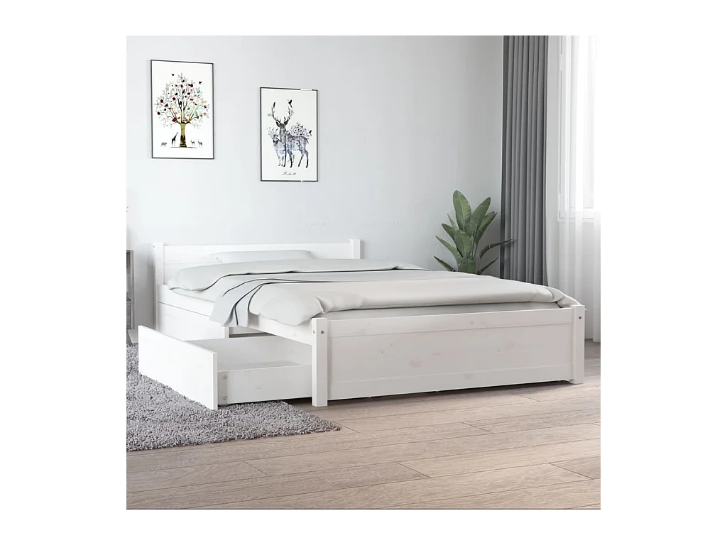 Cadre de lit avec tiroirs Blanc 120x190 cm Petit double