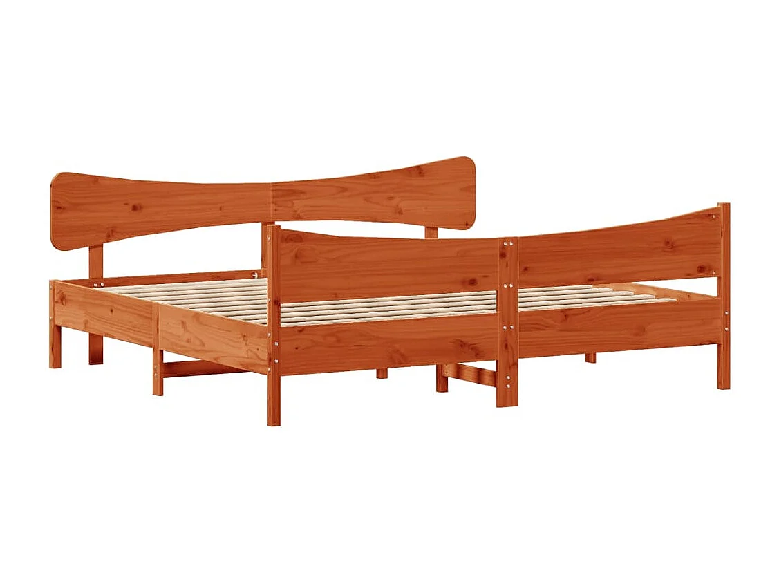 Estructura cama con cabecero madera pino marrón cera 180x200 cm