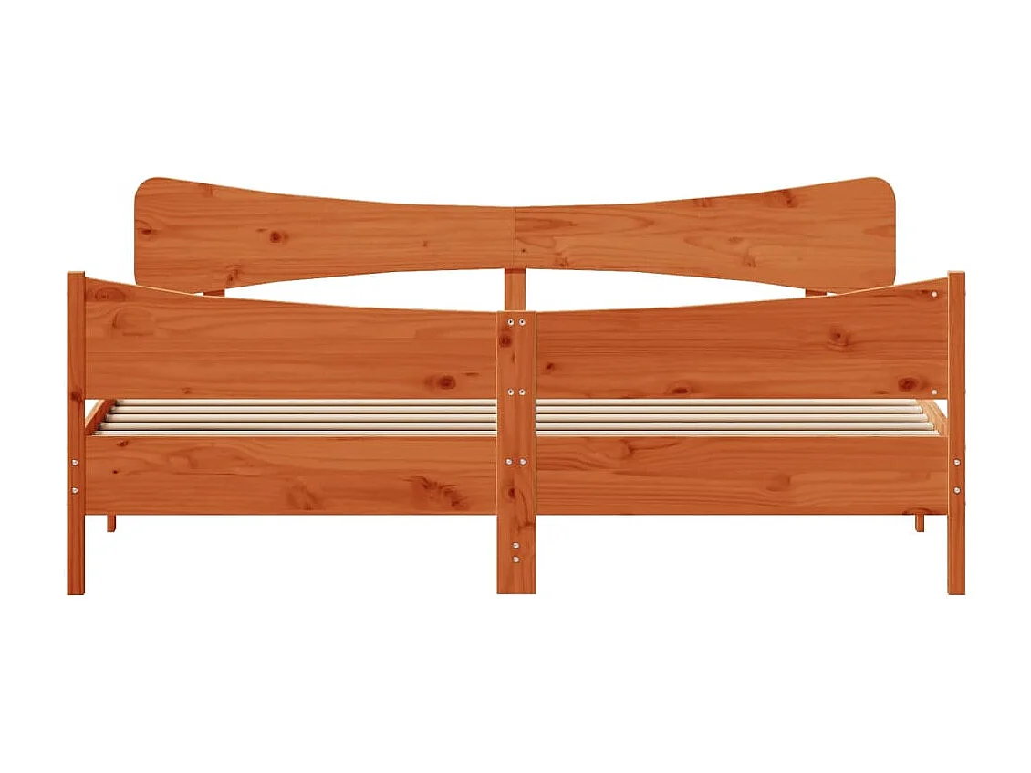 Estructura cama con cabecero madera pino marrón cera 180x200 cm