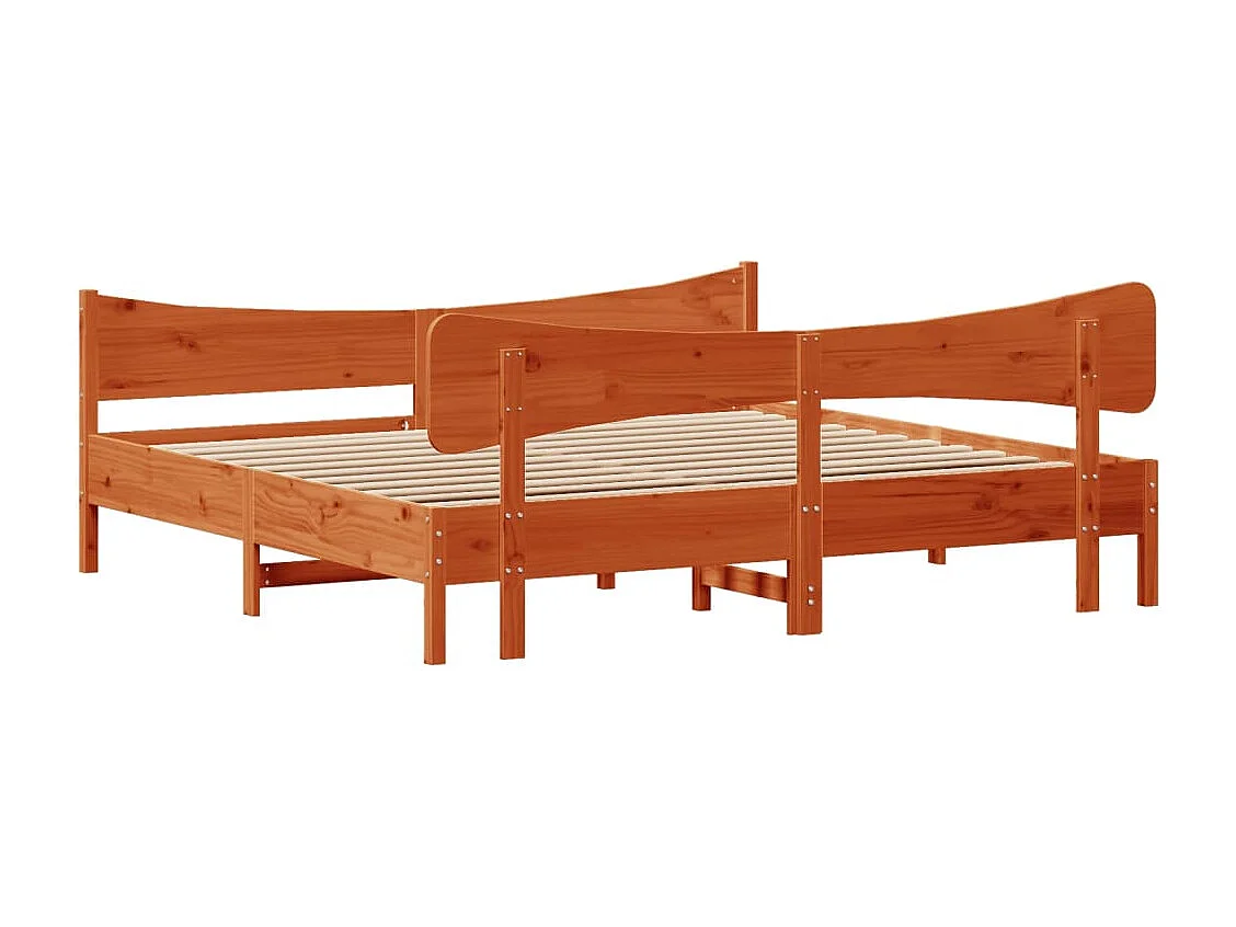 Estructura cama con cabecero madera pino marrón cera 180x200 cm