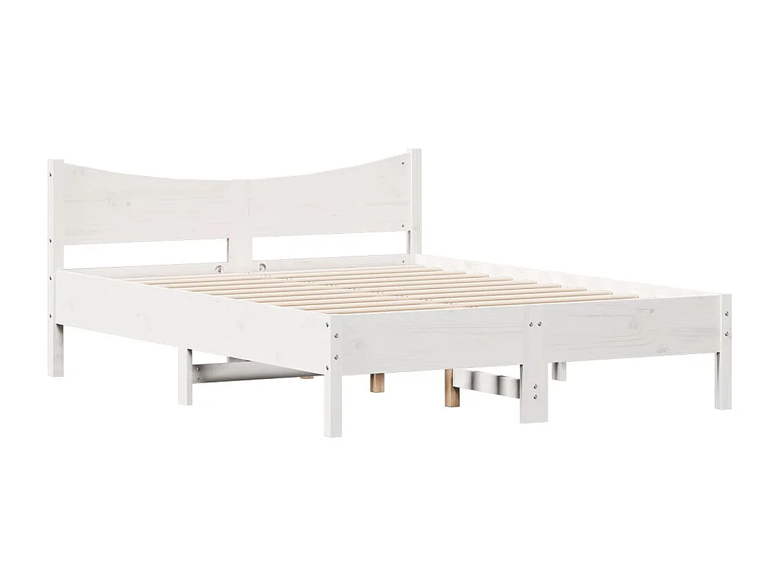 Cadre de lit blanc 140x190 cm bois de pin massif