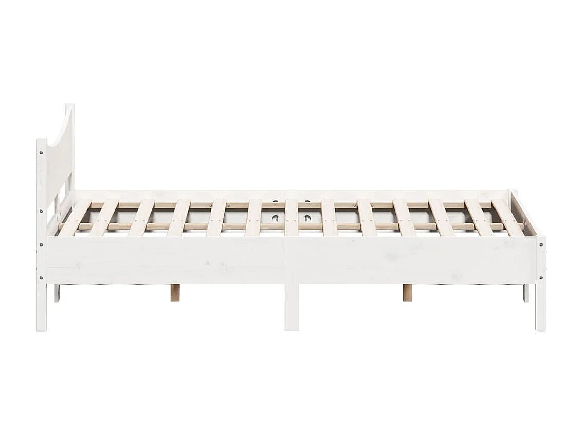 Cadre de lit blanc 140x190 cm bois de pin massif