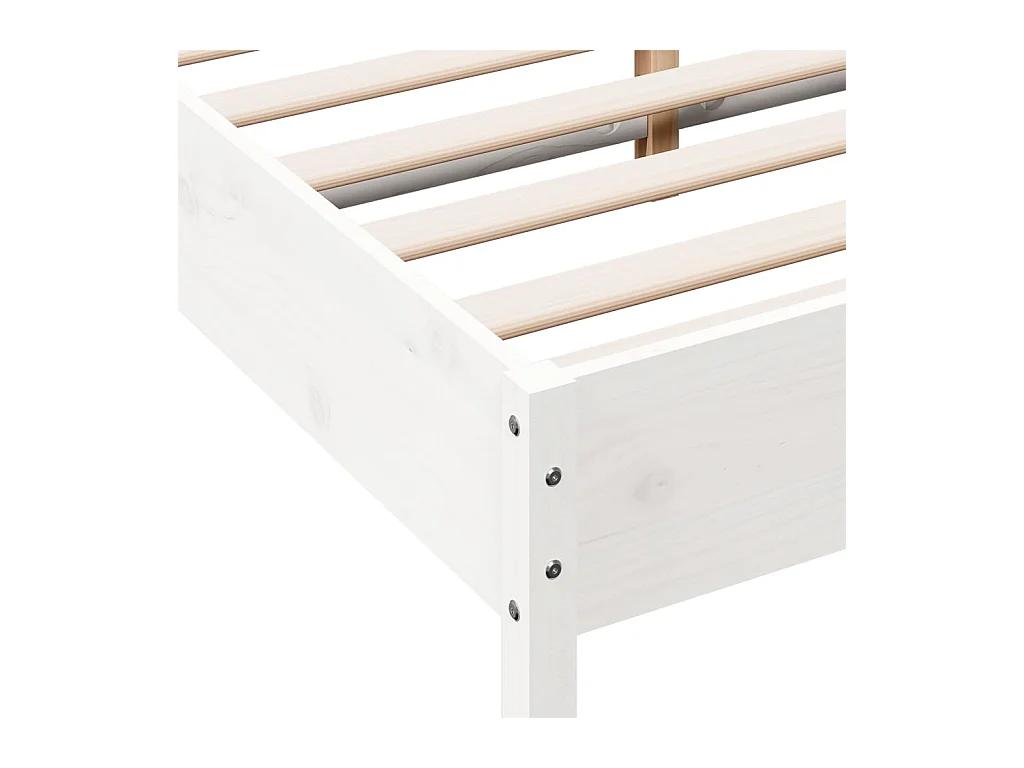 Cadre de lit blanc 140x190 cm bois de pin massif