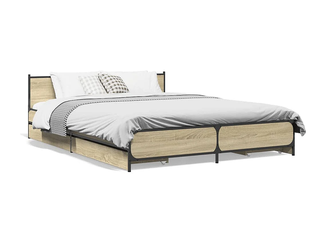 Cadre de lit et tiroirs chêne sonoma 120x190 cm bois ingénierie