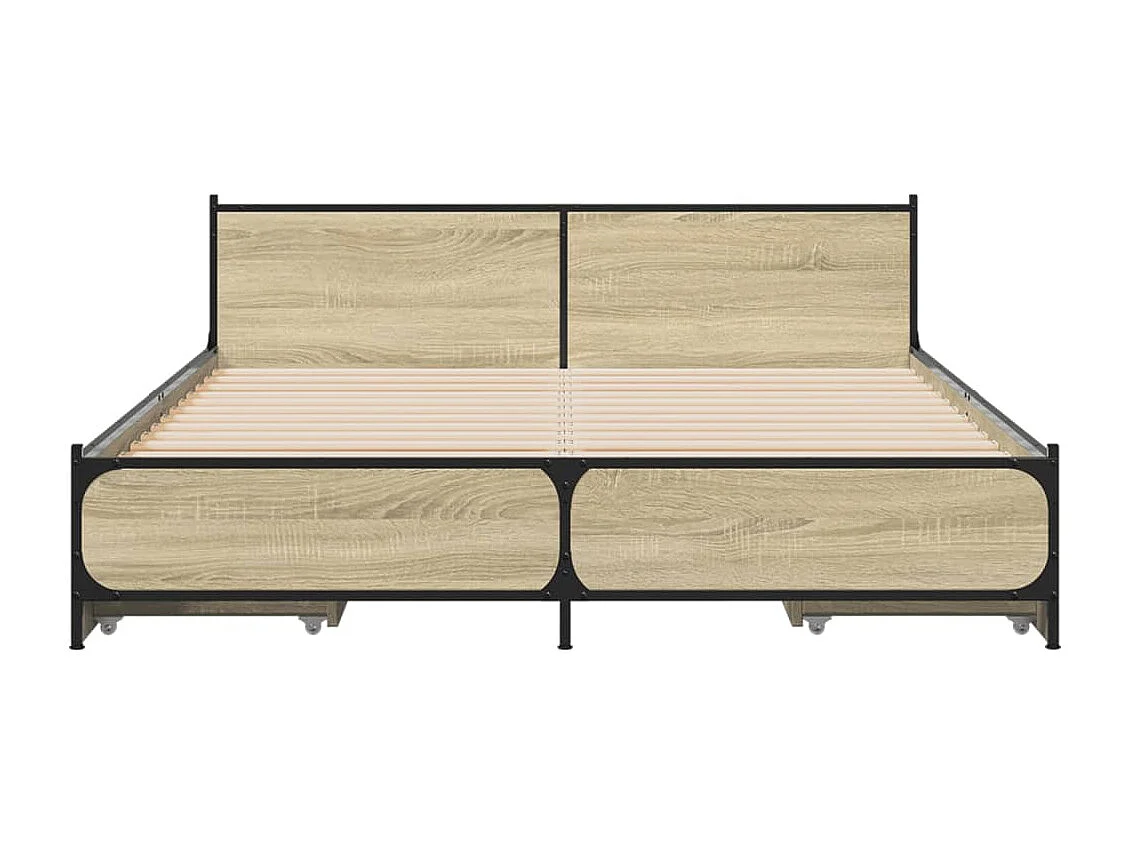 Cadre de lit et tiroirs chêne sonoma 120x190 cm bois ingénierie