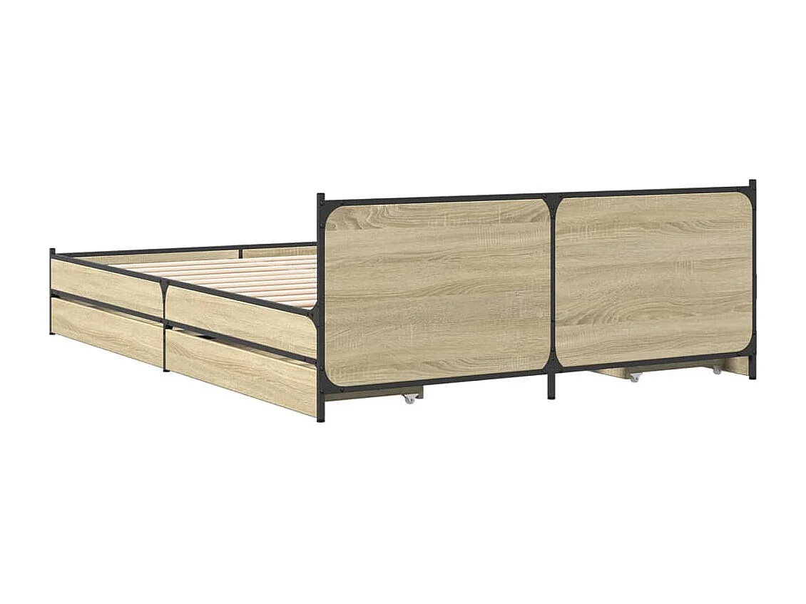 Cadre de lit et tiroirs chêne sonoma 120x190 cm bois ingénierie