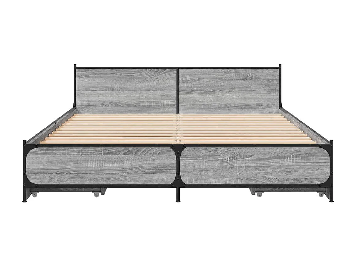 Cadre de lit à tiroirs sonoma gris 150x200 cm bois d'ingénierie