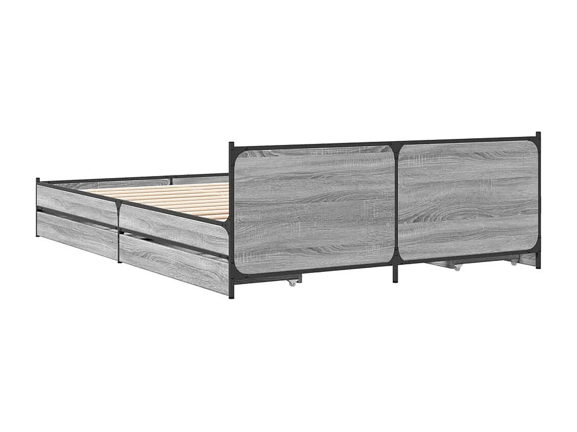 Cadre de lit à tiroirs sonoma gris 150x200 cm bois d'ingénierie