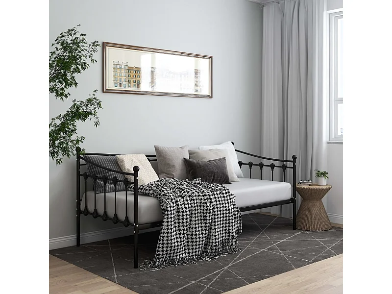 Sofá-cama 90x200 cm metal preto