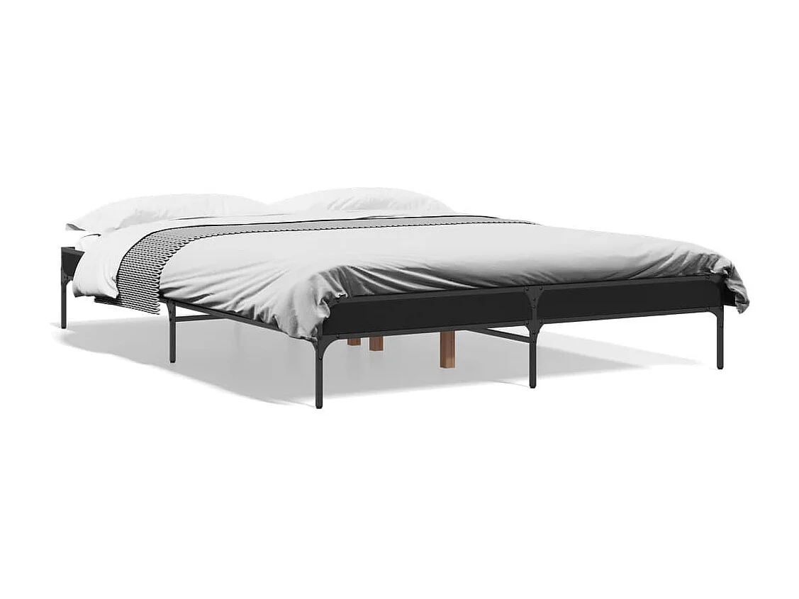 Estructura de cama madera de ingeniería y metal negro 150x200cm