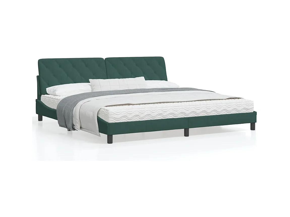 Estructura cama con cabecero terciopelo verde oscuro 200x200 cm