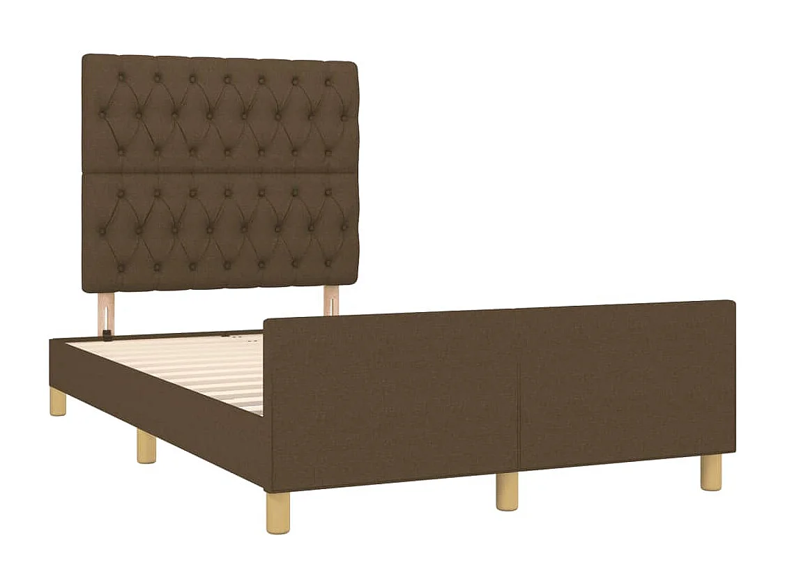 Estructura de cama con cabecero tela marrón oscuro 120x190 cm