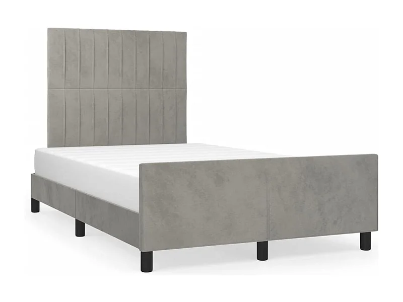 Estructura cama con cabecero terciopelo gris claro 120x190 cm