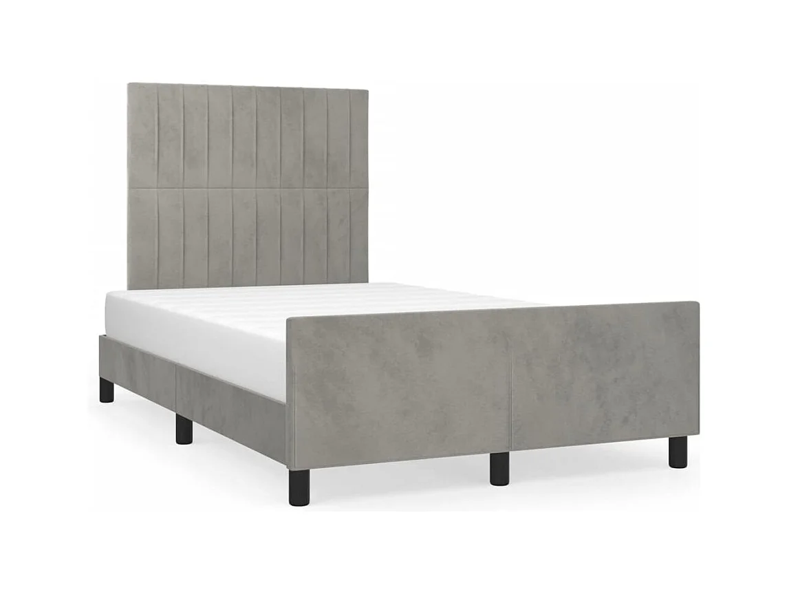 Cadre de lit avec tête de lit gris clair 120x190 cm velours