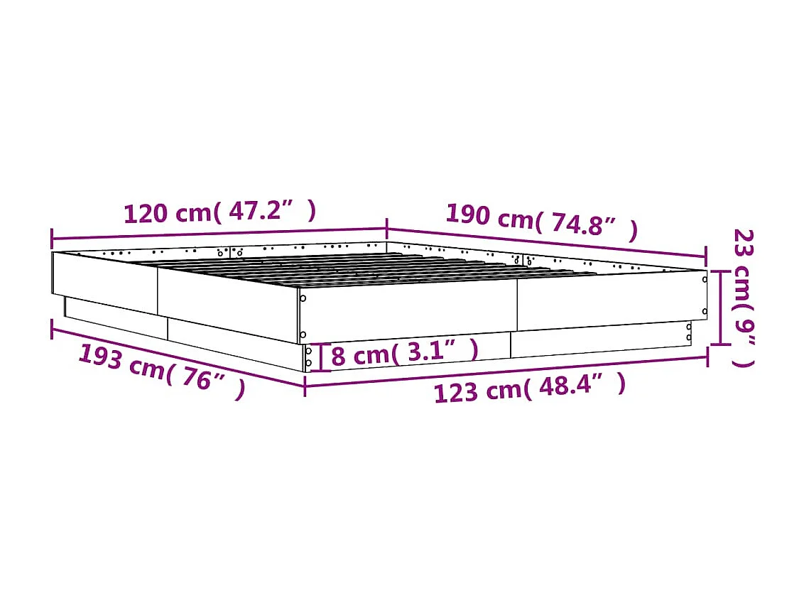Estructura de cama madera de ingeniería gris hormigón 120x190cm