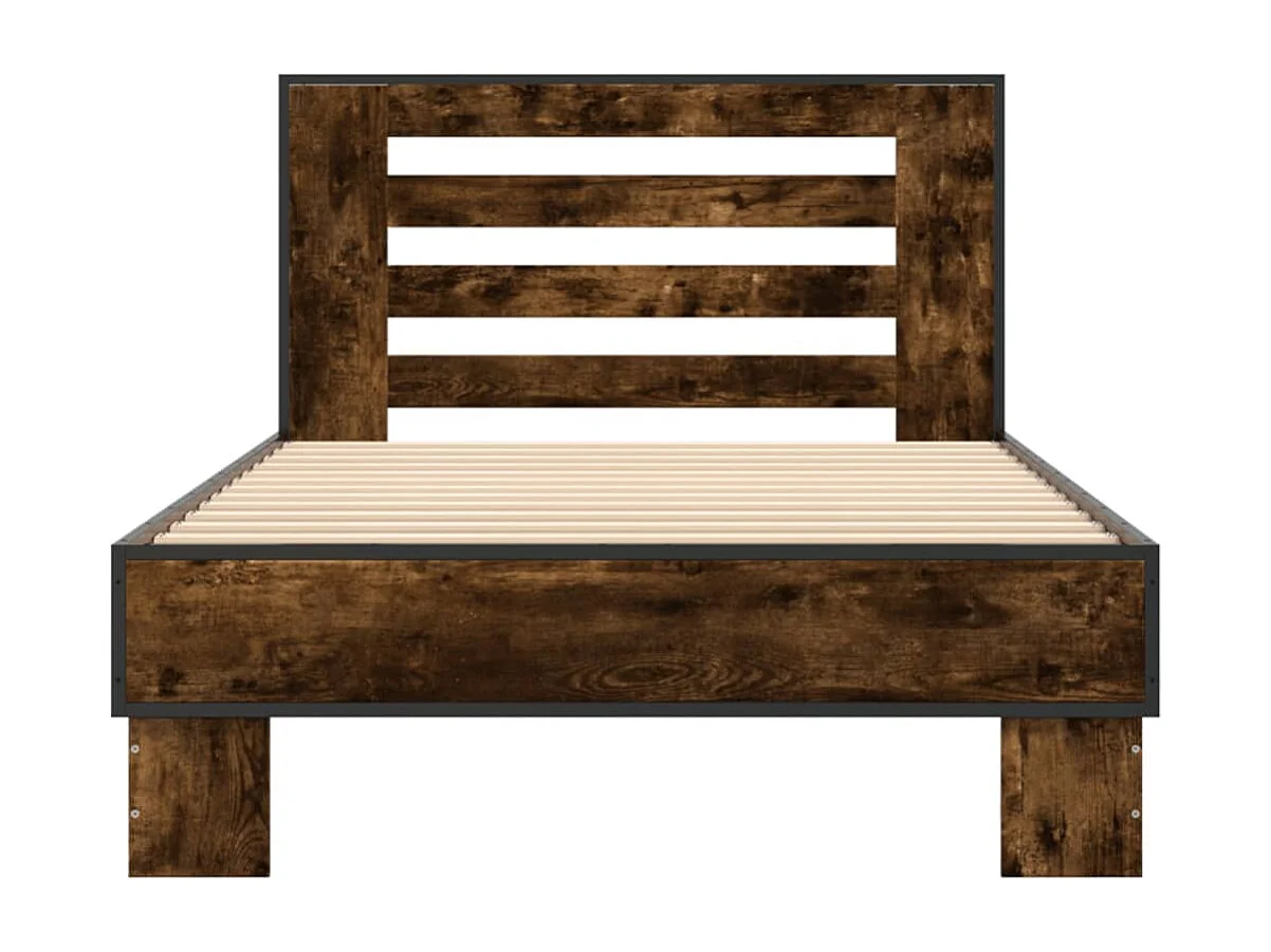 Cadre de lit chêne fumé 100x200 cm bois d'ingénierie et métal
