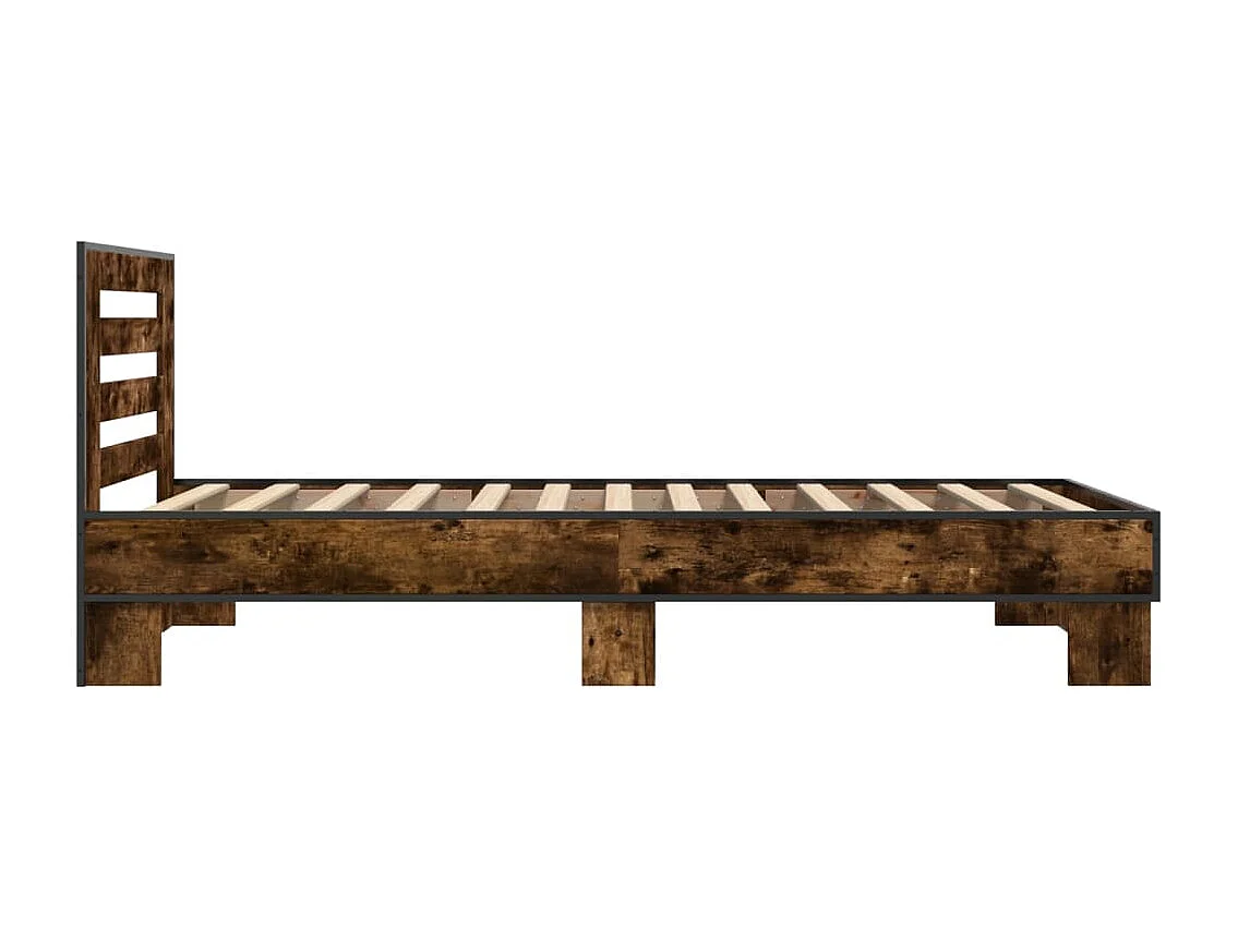 Cadre de lit chêne fumé 100x200 cm bois d'ingénierie et métal