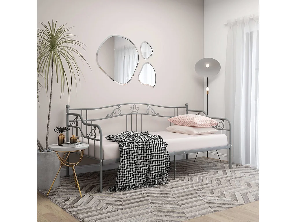 Estructura de sofá cama de metal gris 90x200 cm