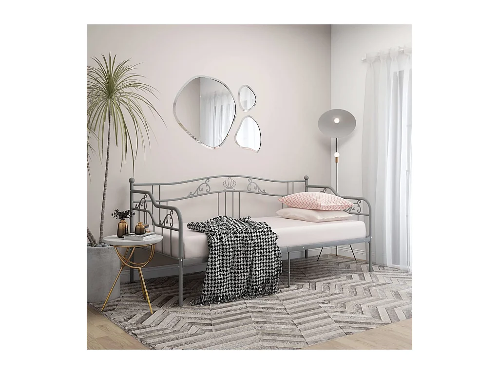Estructura de sofá cama de metal gris 90x200 cm