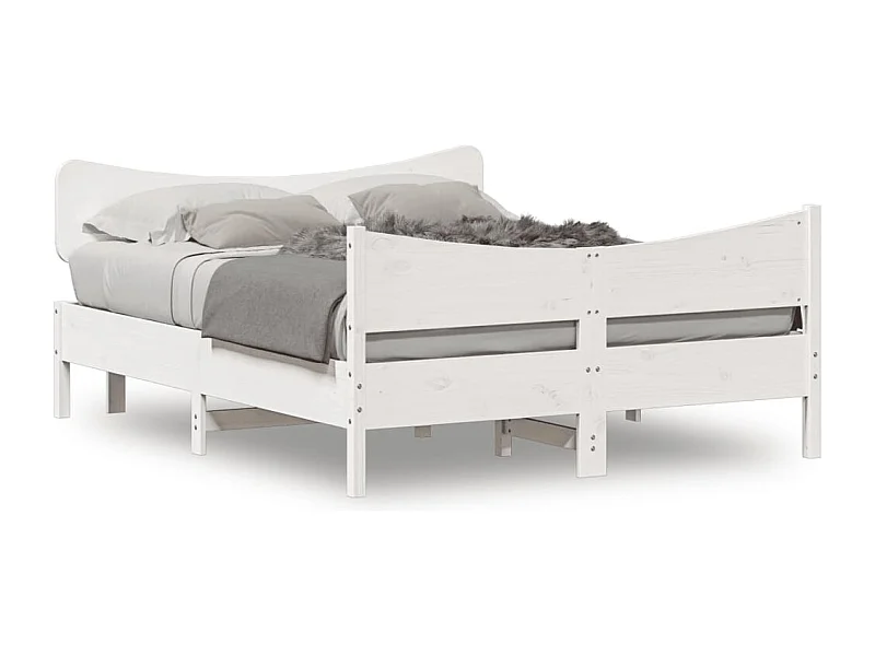 Estructura de cama con cabecero madera pino blanco 135x190 cm