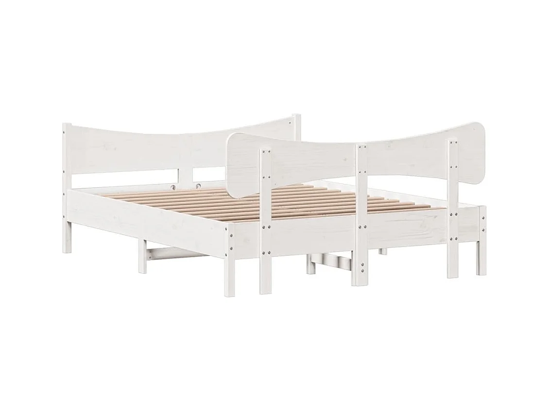 Estrutura cama c/ cabeceira 135x190 cm pinho maciço branco