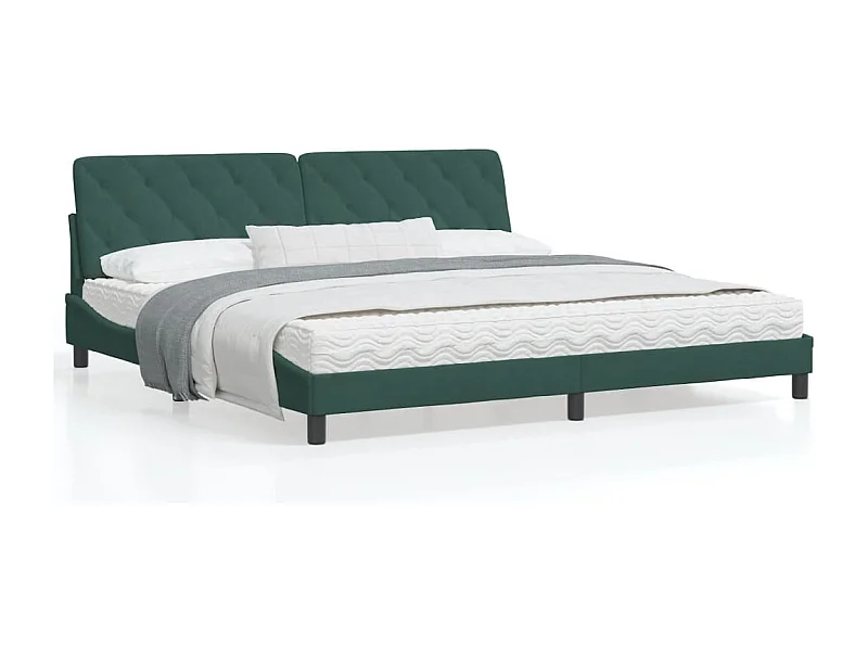 Estructura cama con luces LED terciopelo verde oscuro 200x200cm