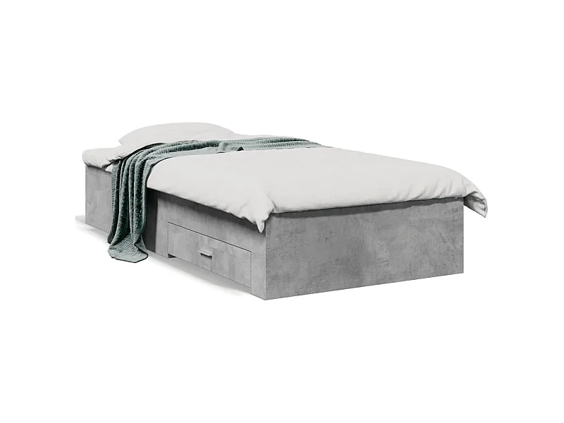 Cama con cajones madera de ingeniería gris hormigón 75x190 cm
