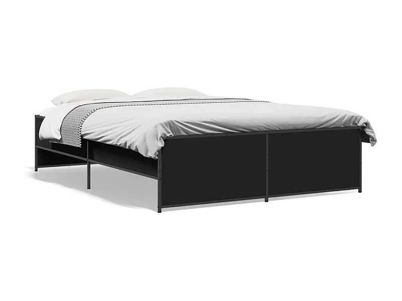 Estructura de cama madera de ingeniería y metal negro 135x190cm