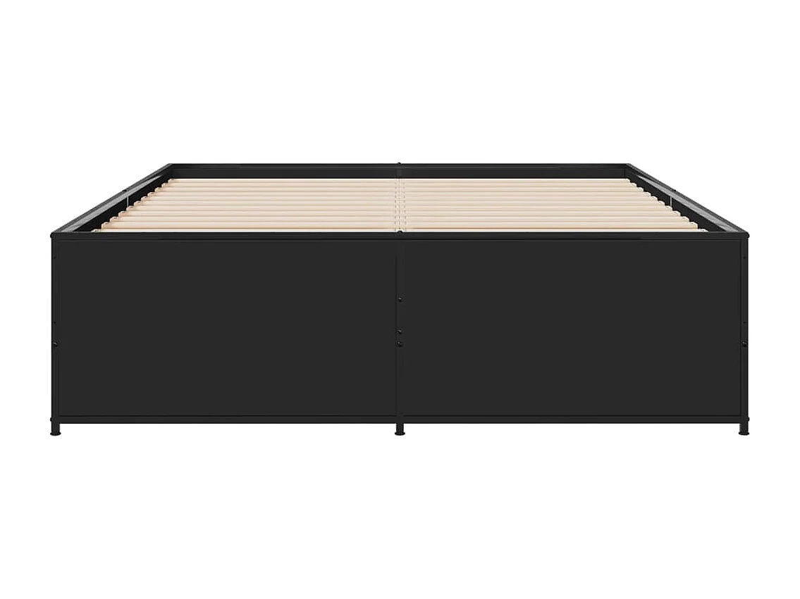 Cadre de lit noir 135x190 cm bois d'ingénierie et métal