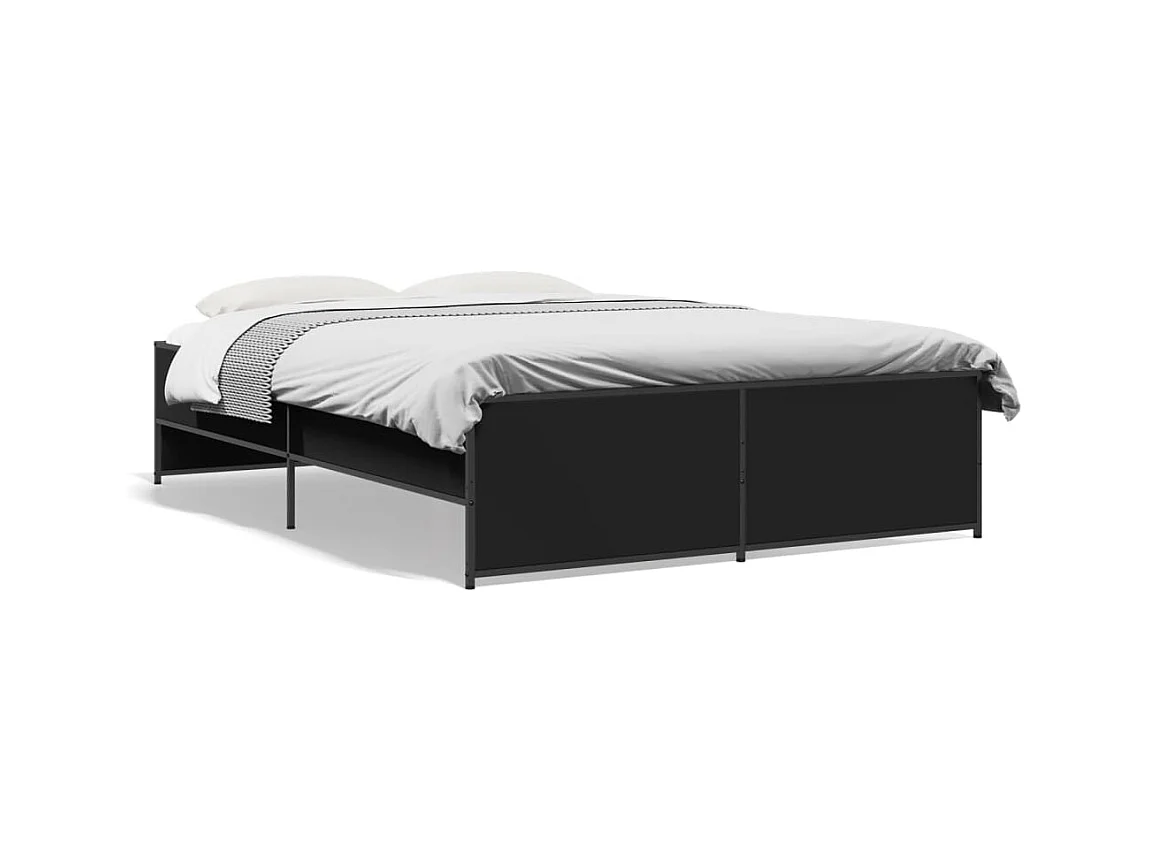 Estructura de cama madera de ingeniería y metal negro 135x190cm