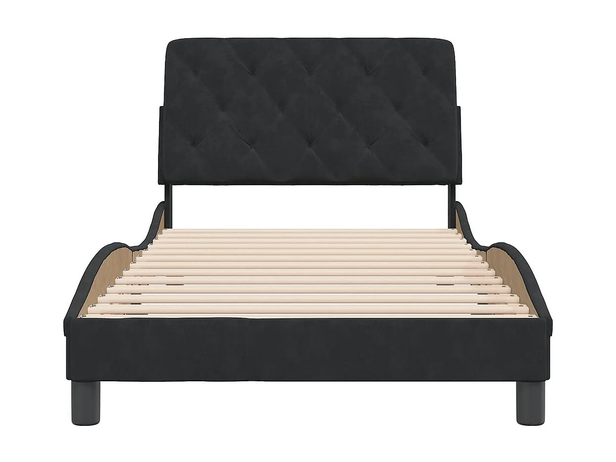 Estrutura de cama c/ cabeceira 100x200 cm veludo preto