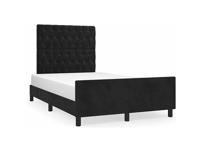 Estrutura de cama com cabeceira 120x190 cm veludo preto
