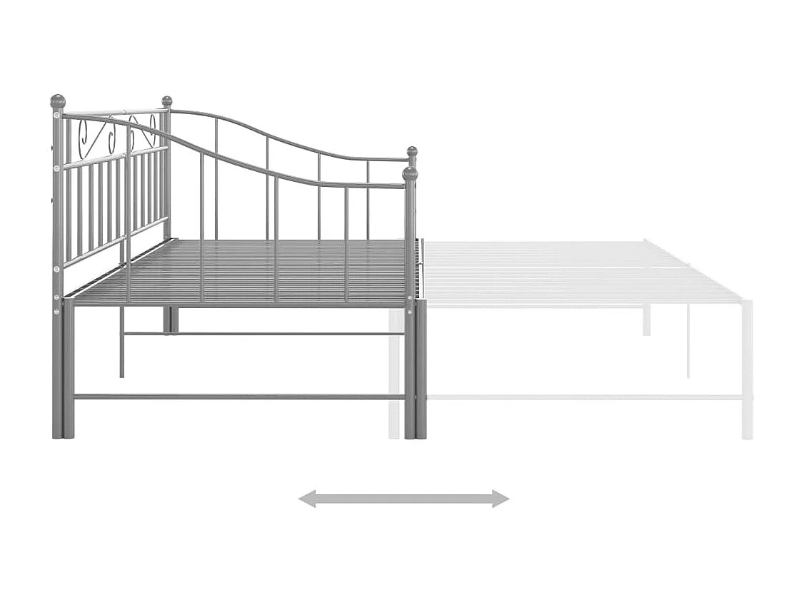 Cadre de canapé-lit extensible Gris Métal 90x200 cm