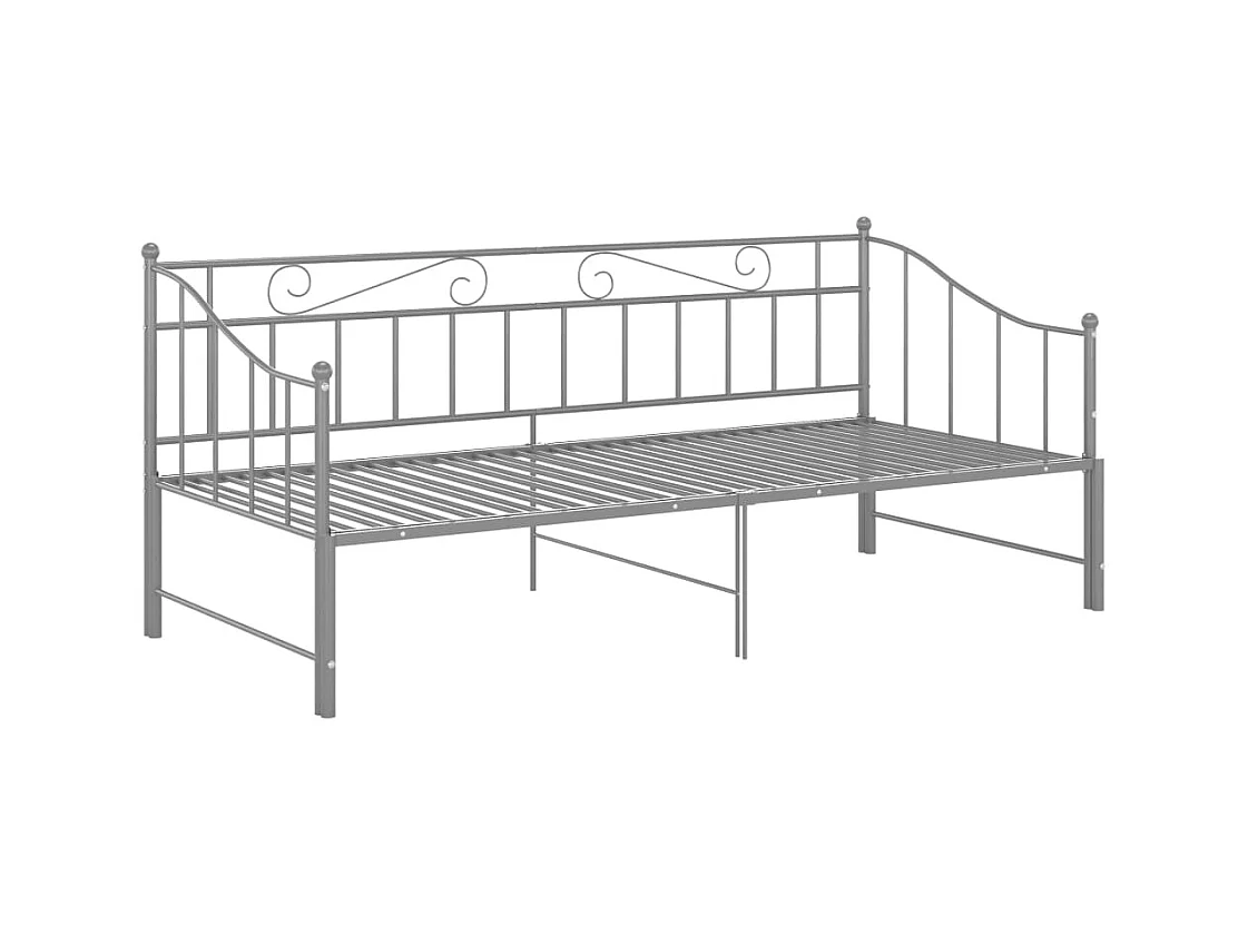 Cadre de canapé-lit extensible Gris Métal 90x200 cm