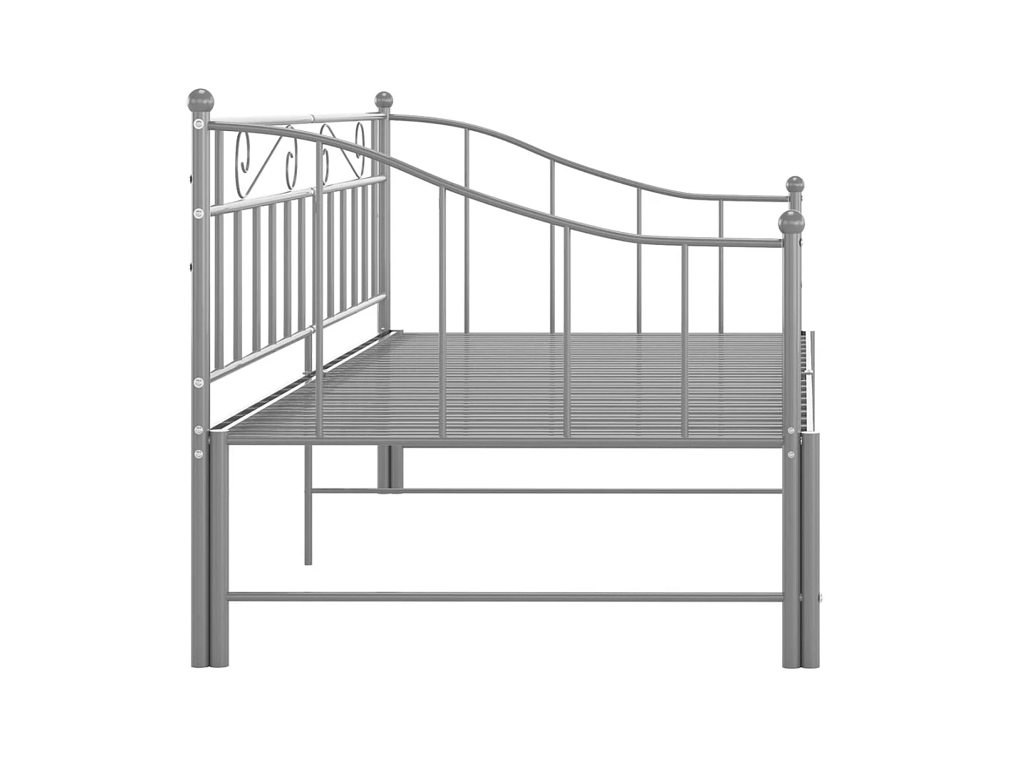 Cadre de canapé-lit extensible Gris Métal 90x200 cm