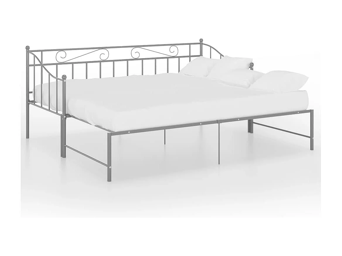 Cadre de canapé-lit extensible Gris Métal 90x200 cm