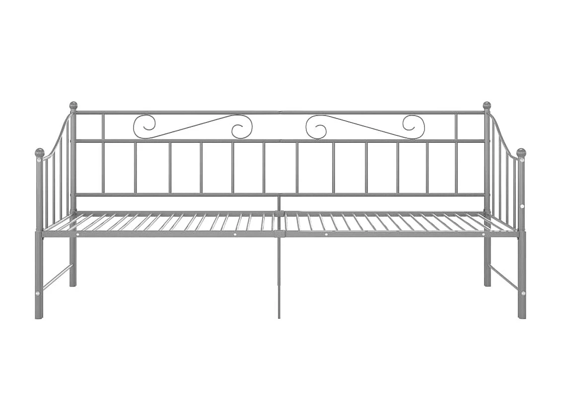 Cadre de canapé-lit extensible Gris Métal 90x200 cm