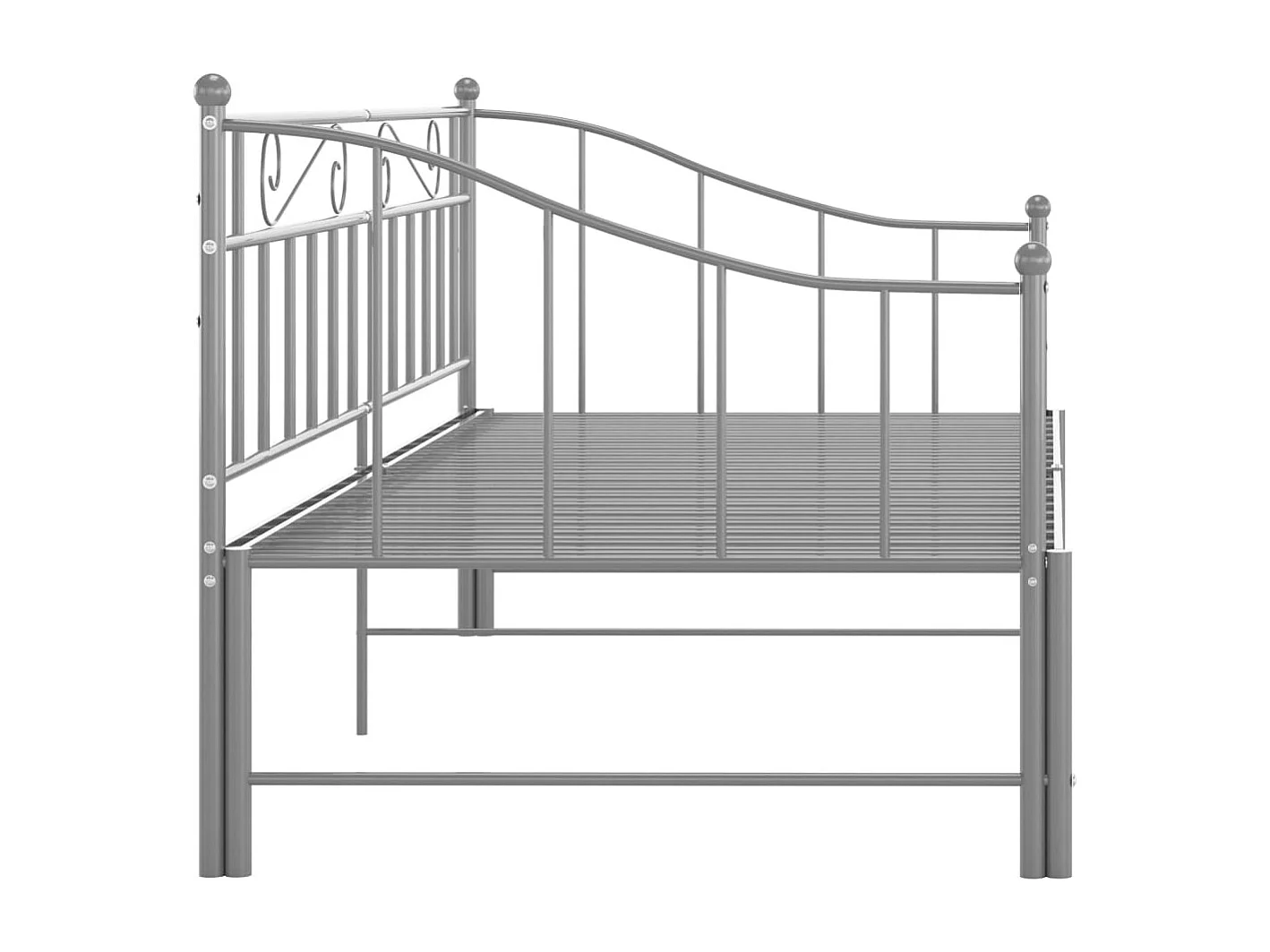 Cadre de canapé-lit extensible Gris Métal 90x200 cm