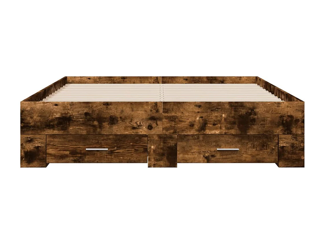 Cama con cajones madera de ingeniería roble ahumado 135x190 cm