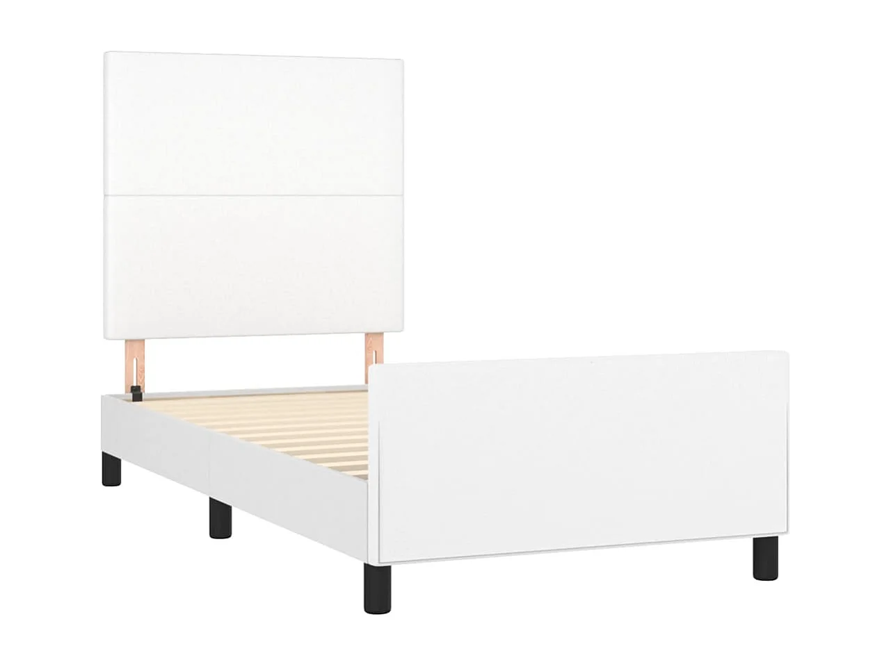 Estructura de cama con cabecero cuero sintético blanco 80x200cm