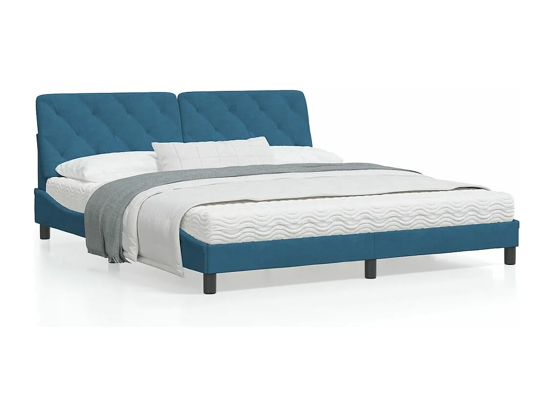 Estrutura de cama c/ cabeceira 180x200 cm veludo azul