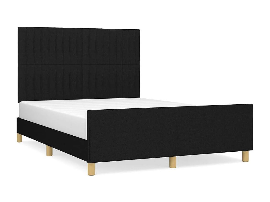 Estructura de cama con cabecero de tela negro 140x190 cm