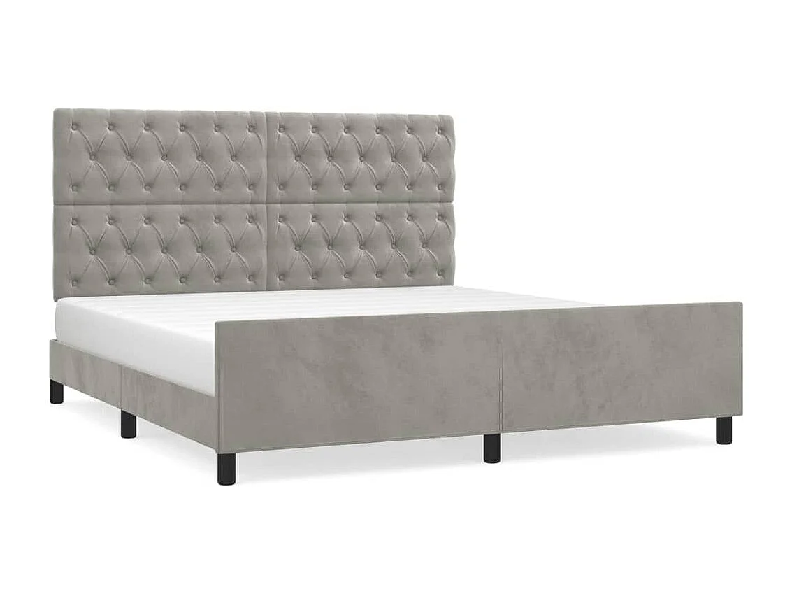 Estructura de cama con cabecero terciopelo gris claro 160x200cm